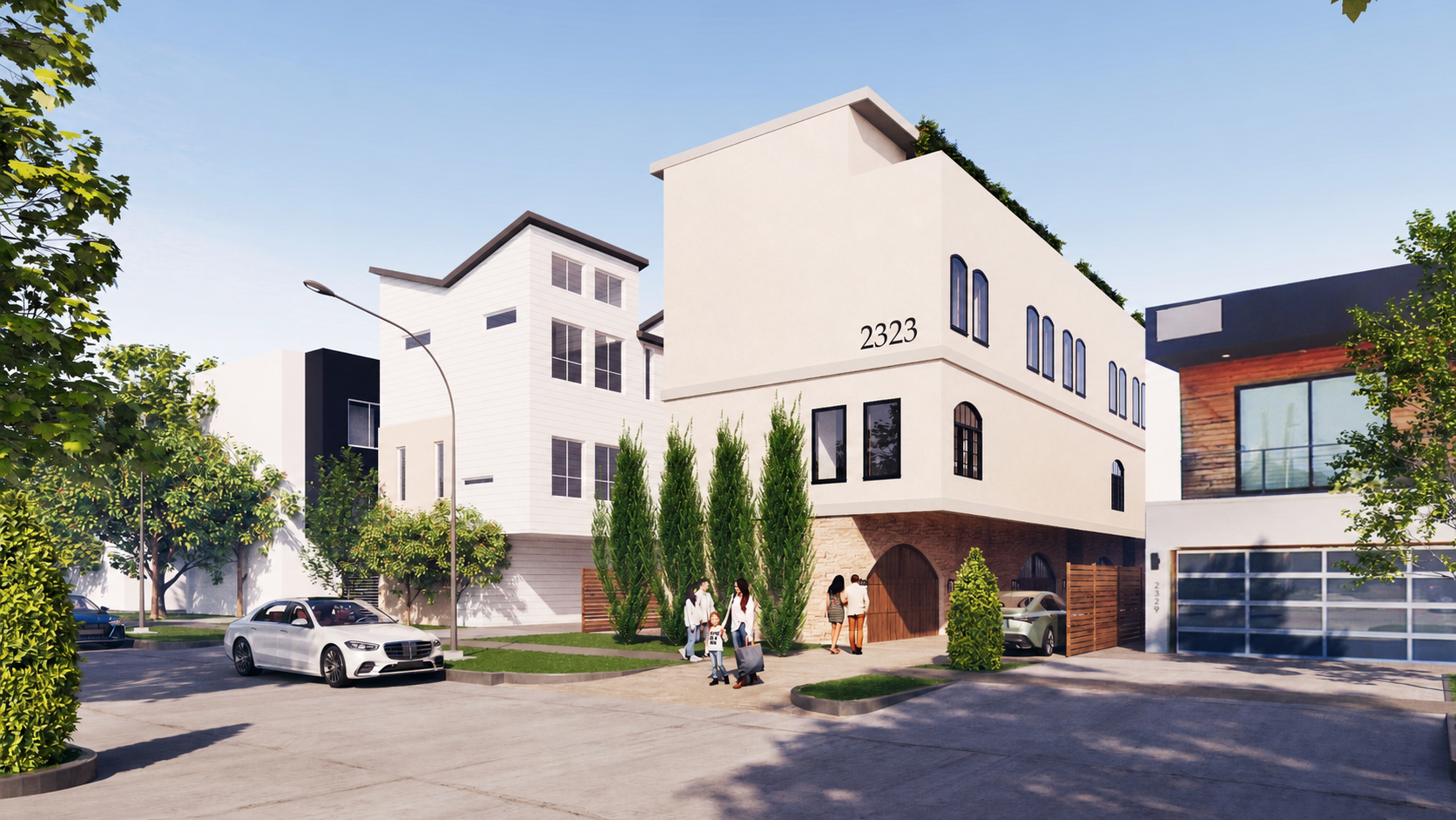 Rendering of 2323 Kirby townhomes from the street